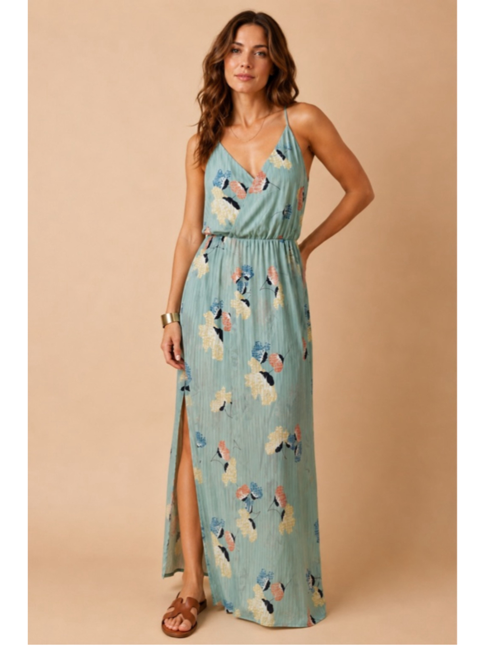 Mint Green Floral Maxi Dress ✨ Cottagecore Vacation Goddess Size M